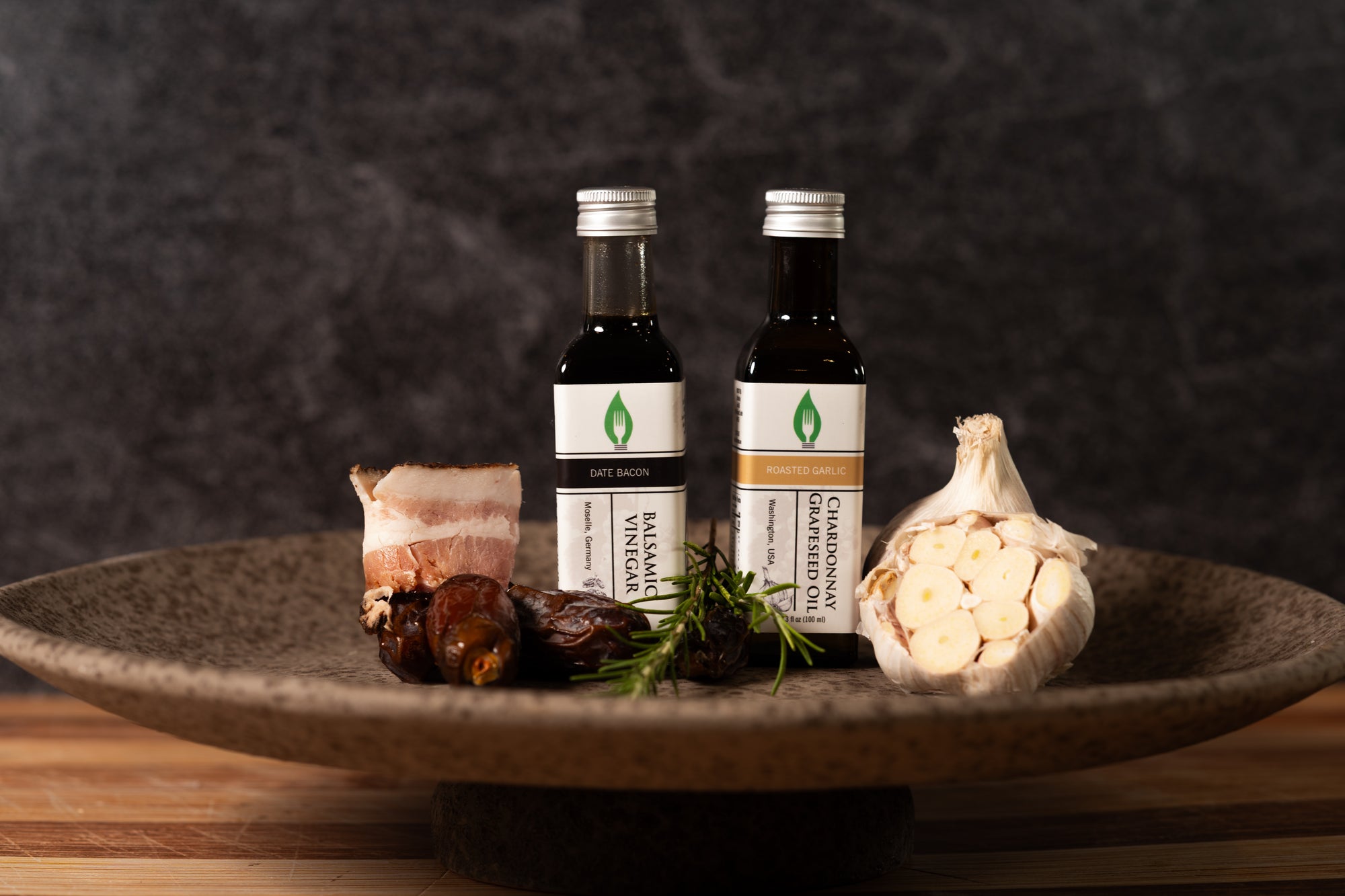 Roasted Garlic Grapeseed Oil & Date Bacon Vinegar